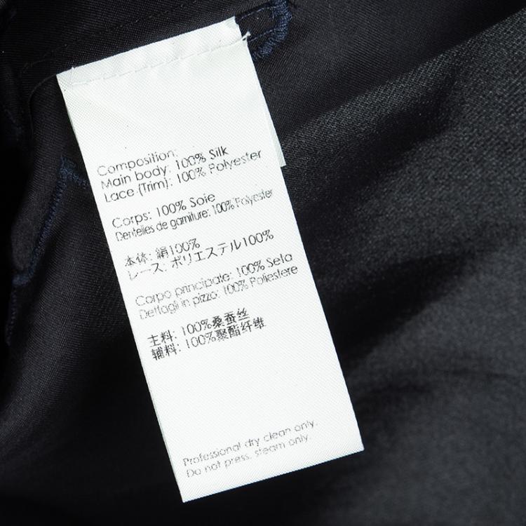 Pre Owned 3.1 Phillip Lim Black and Navy Blue Floral Lace Trim Detail Oversized Silk Top M