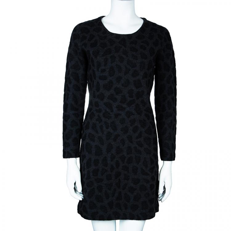 Pre Owned 3.1 Phillip Lim Grey Leopard Print Long Sleeve Dress M
