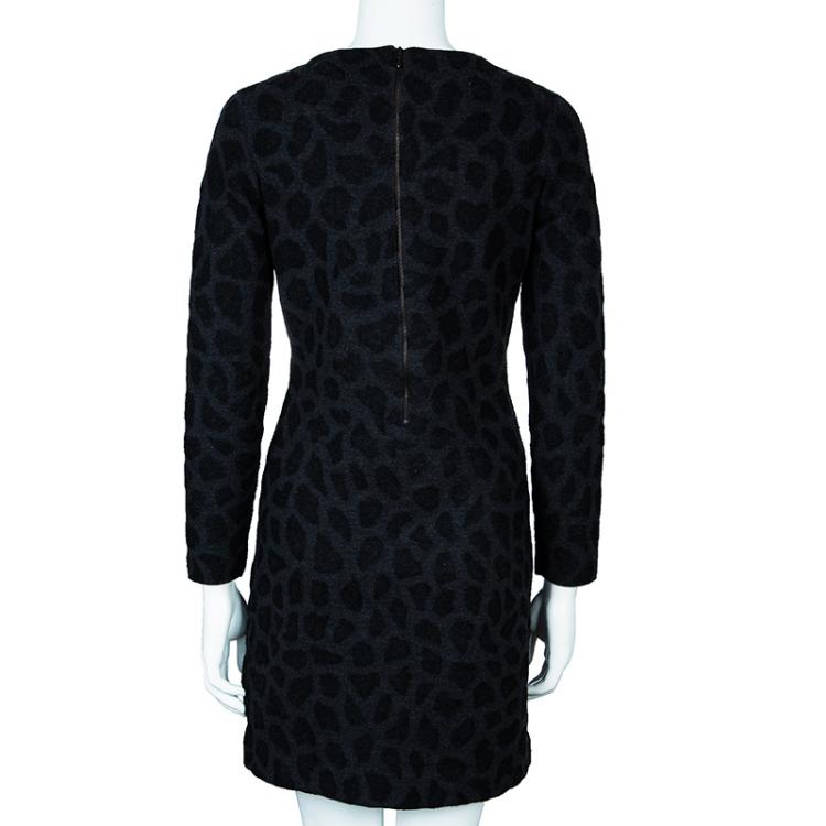 Pre Owned 3.1 Phillip Lim Grey Leopard Print Long Sleeve Dress M