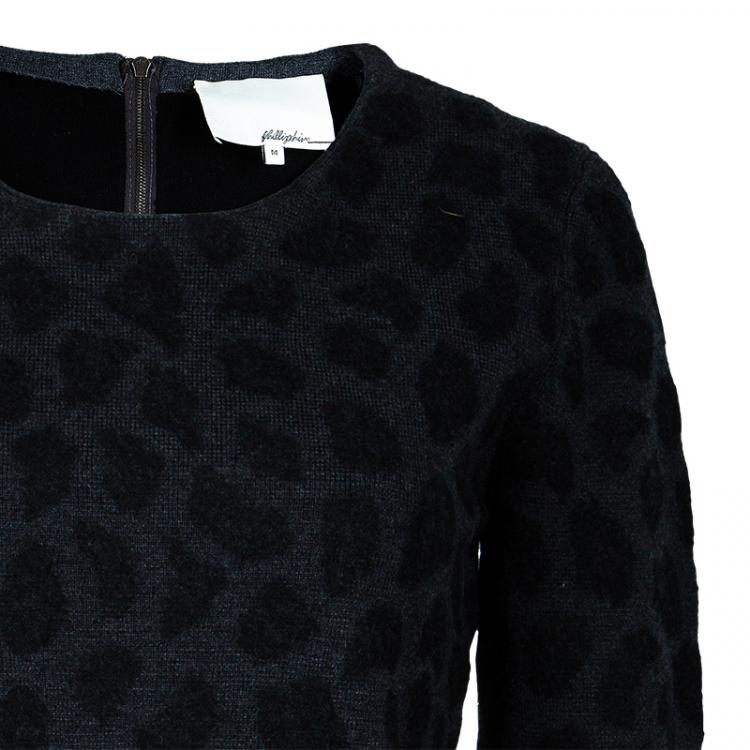 Pre Owned 3.1 Phillip Lim Grey Leopard Print Long Sleeve Dress M