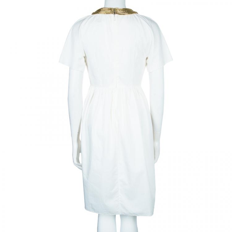 Pre Owned 3.1 Phillip Lim White Embellished Short Sleeve Dress S