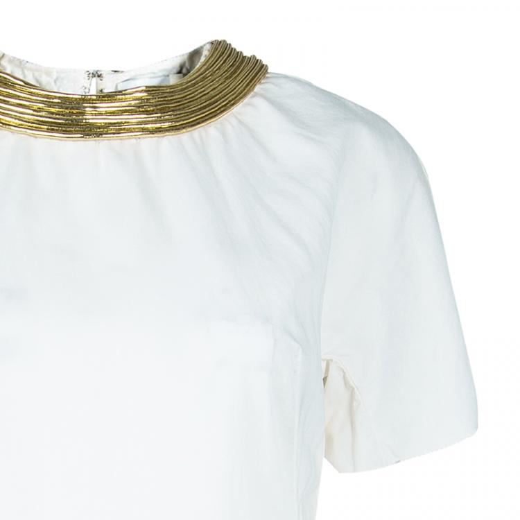 Pre Owned 3.1 Phillip Lim White Embellished Short Sleeve Dress S