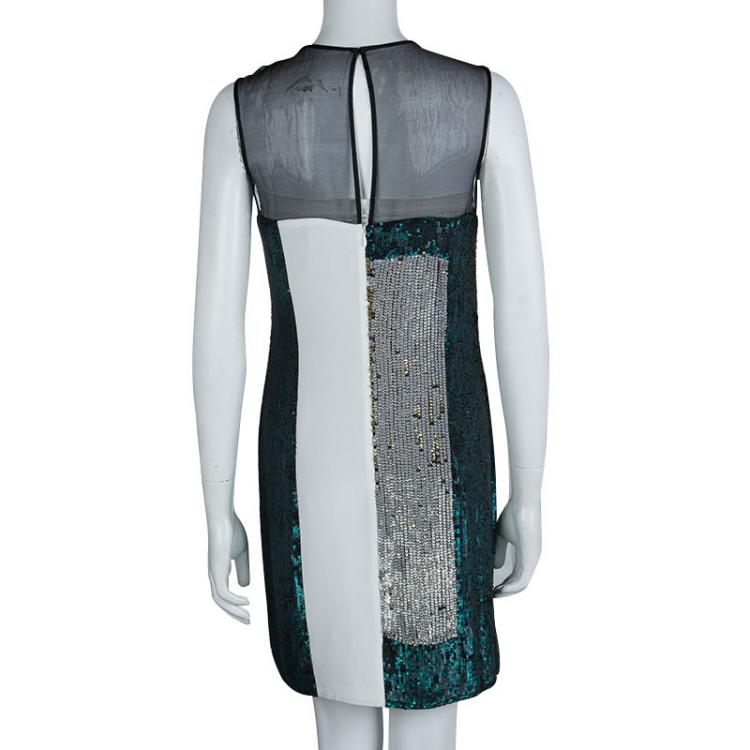 Pre Owned 3.1 Phillip Lim Colorblock Silk Sequin Embellished Sleeveless Shift Dress S