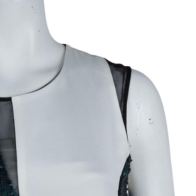 Pre Owned 3.1 Phillip Lim Colorblock Silk Sequin Embellished Sleeveless Shift Dress S