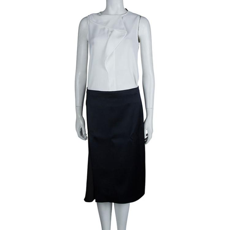 Pre Owned 3.1 Phillip Lim Black and Navy Silk Skirt M