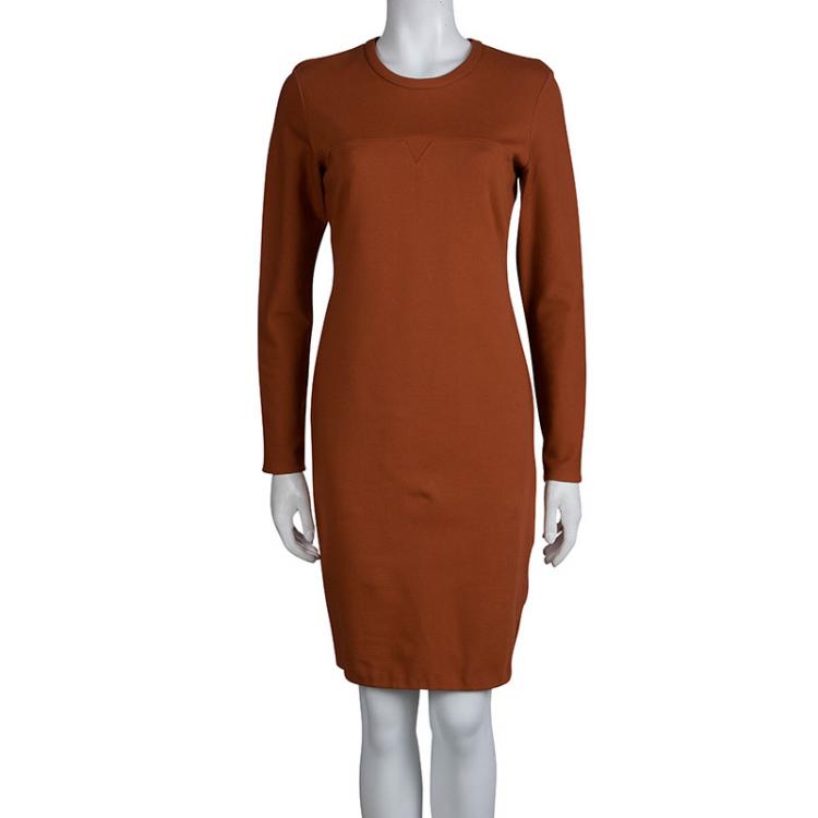 مملوكة مسبقًا 3.1 Phillip Lim Burnt Orange Knit Long Sleeve Sheath Dress M