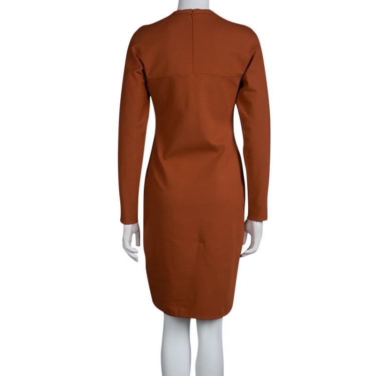 مملوكة مسبقًا 3.1 Phillip Lim Burnt Orange Knit Long Sleeve Sheath Dress M