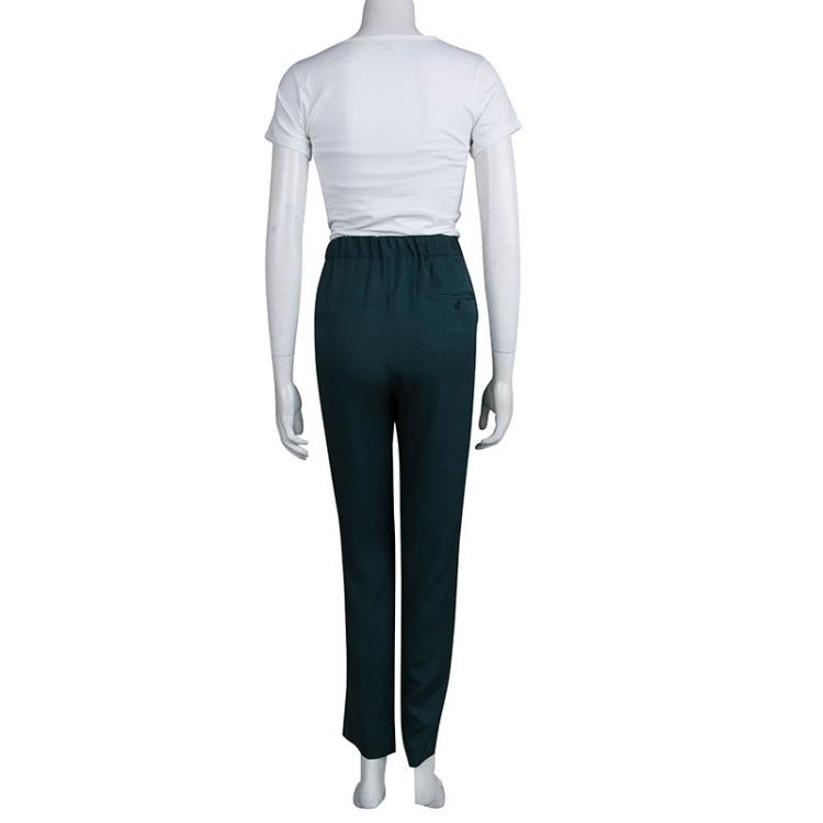 Pre Owned 3.1 Phillip Lim Dark Green Elasticized Waist Silk Pants S