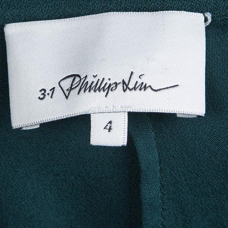 Pre Owned 3.1 Phillip Lim Dark Green Elasticized Waist Silk Pants S