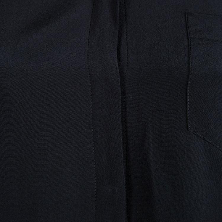 مملوكة مسبقًا 3.1 Phillip Lim Black Silk Embellishment Detail Oversized Shirt Dress S