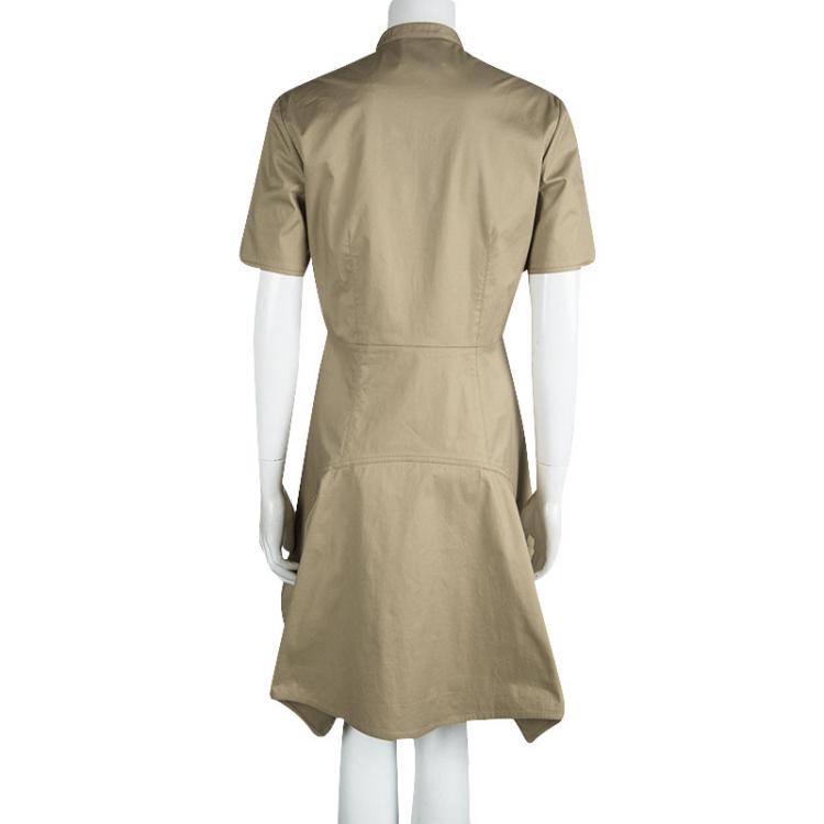 Pre Owned  3.1 Phillip Lim Brown Cotton Short Sleeve Zip Front Dress M