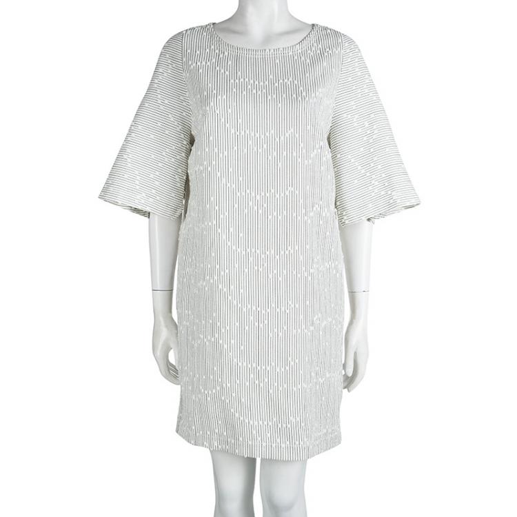 Pre Owned 3.1 Phillip Lim Off White Striped Textured Shift Dress S