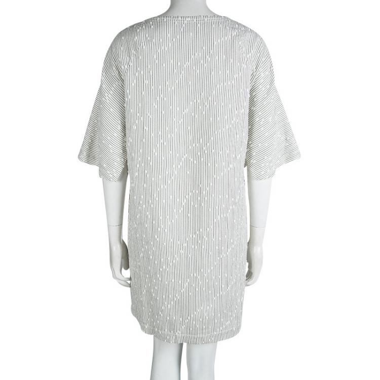 Pre Owned 3.1 Phillip Lim Off White Striped Textured Shift Dress S