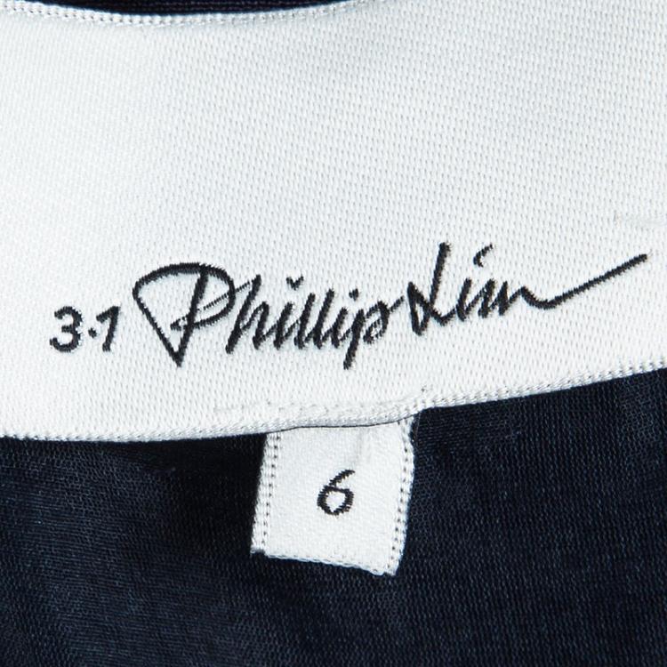 Pre Owned 3.1 Phillip Lim Navy Blue Silk Applique Detail Sleeveless Top M