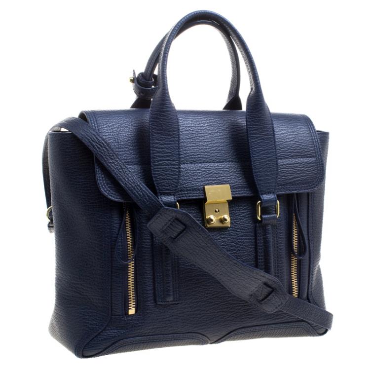 مملوكة مسبقًا 3.1 Phillip Lim Navy Blue Leather Medium Pashli Satchel