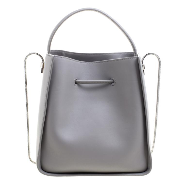 Pre Owned 3.1 Phillip Lim Grey Leather Small Drawstring Bucket Soleil Bag