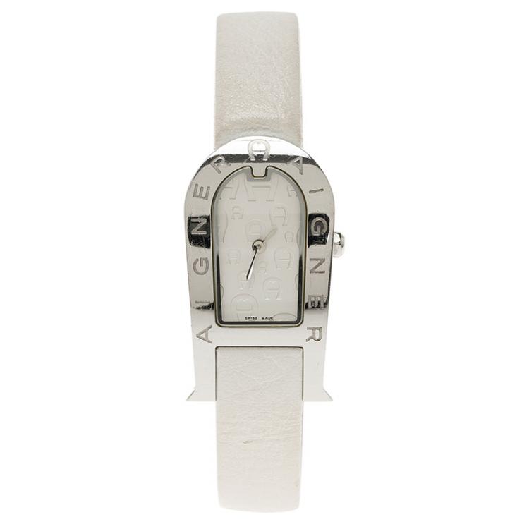Pre Owned Aigner White Stainless Steel Olbia Women's Wristwatch 22MM