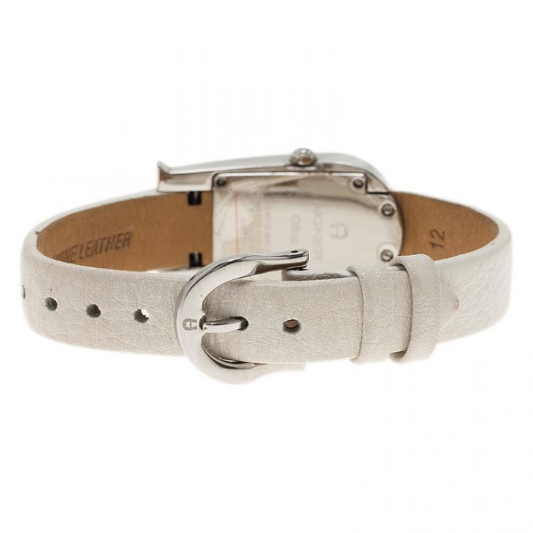 Pre Owned Aigner White Stainless Steel Olbia Women's Wristwatch 22MM