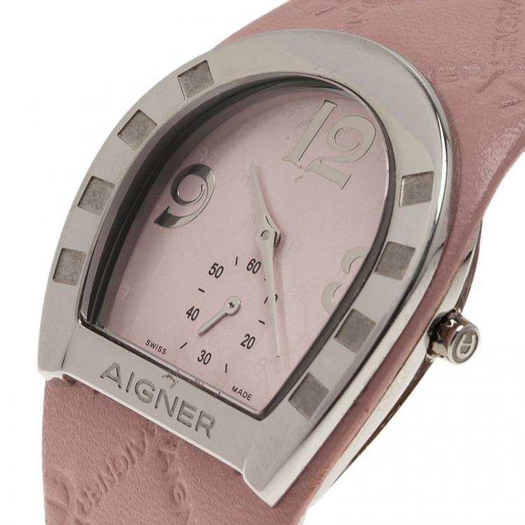Pre Owned Aigner Pink Stainless Steel Capri Women's Wristwatch 31MM