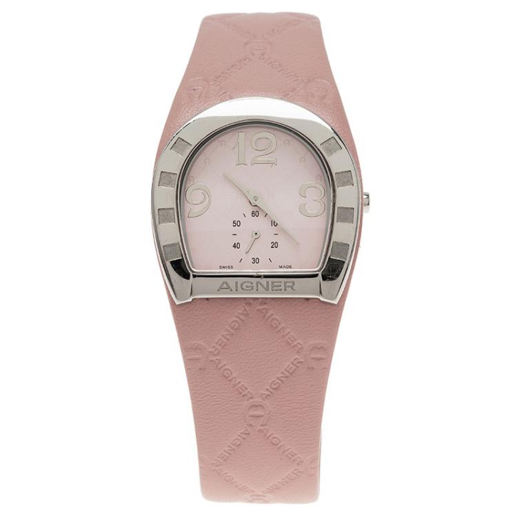 Pre Owned Aigner Pink Stainless Steel Capri Women's Wristwatch 31MM