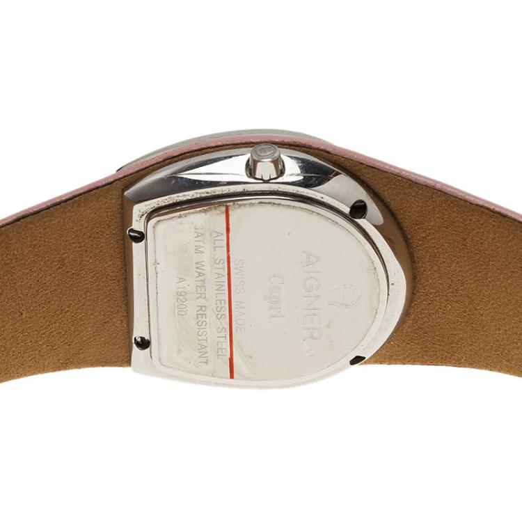 Pre Owned Aigner Pink Stainless Steel Capri Women's Wristwatch 31MM