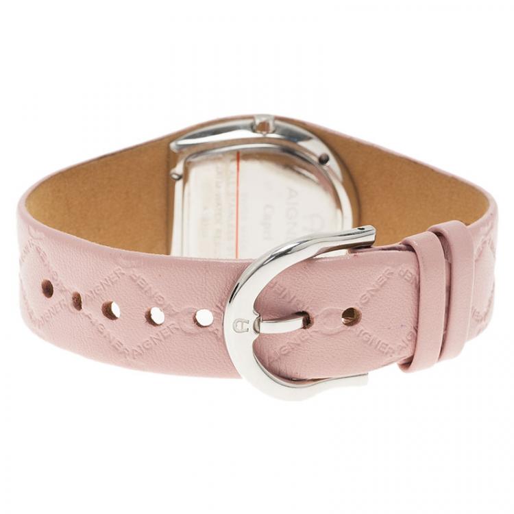 Pre Owned Aigner Pink Stainless Steel Capri Women's Wristwatch 31MM