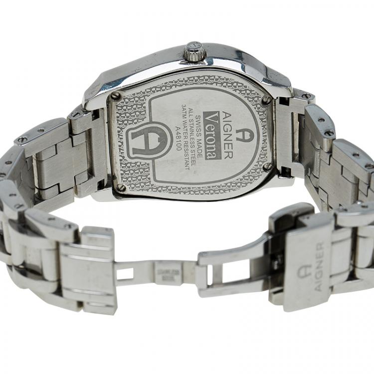 Pre Owned Aigner White Stainless Steel Verona Women's Wristwatch 33MM