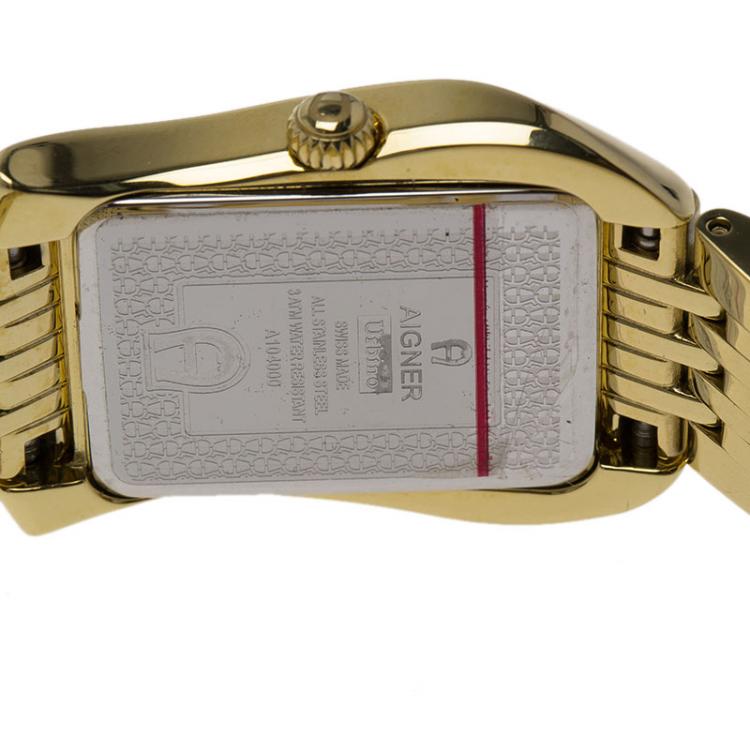 Pre Owned Aigner Urbino Yellow Gold Tone Stainless Steel Women's Wristwatch 26MM