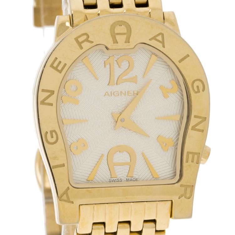 Pre Owned Aigner Gold Stainless Steel Ravenna Nuovo Women's Wristwatch 30MM