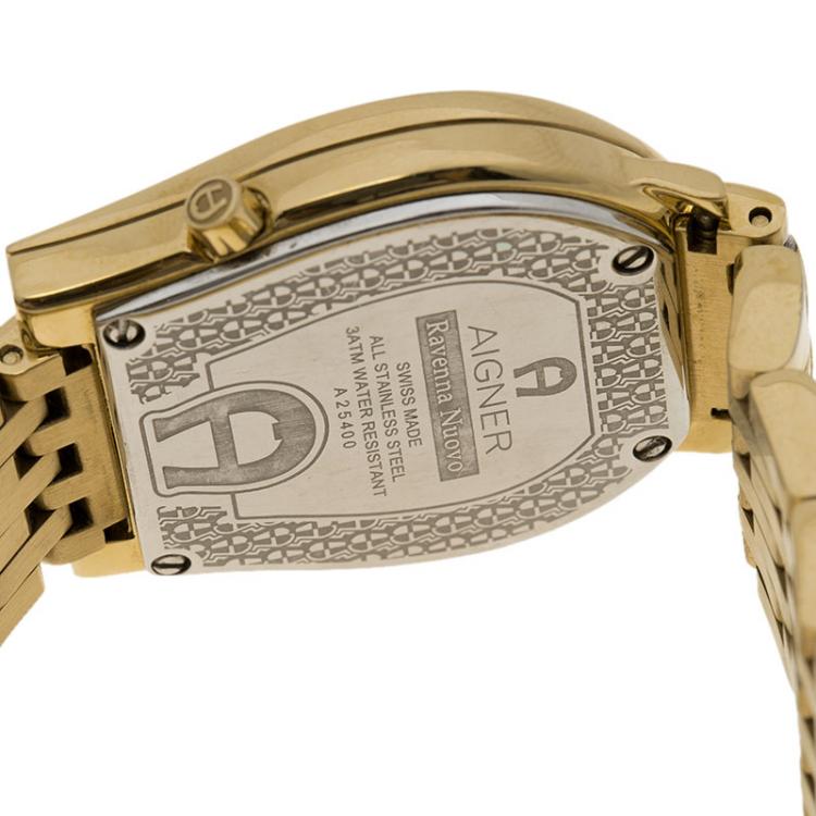 Pre Owned Aigner Gold Stainless Steel Ravenna Nuovo Women's Wristwatch 30MM
