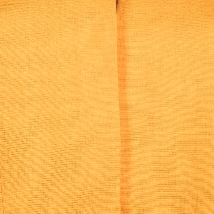 Pre Owned Akris Orange Mandarin Collar High Low Linen Tunic L