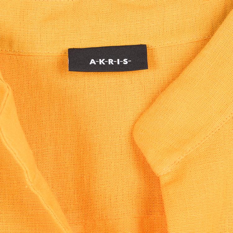 Pre Owned Akris Orange Mandarin Collar High Low Linen Tunic L