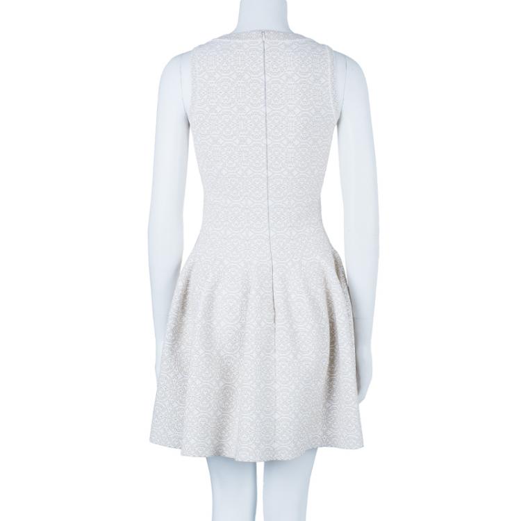 مملوكة مسبقًا Azzedine Alaia Off-White Print Flare Dress M