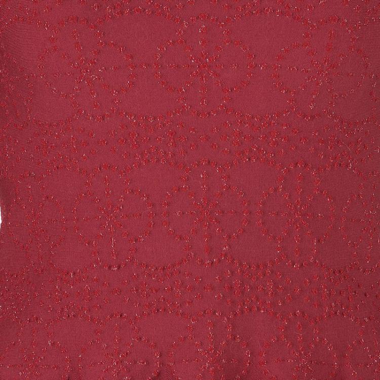 Pre Owned Azzedine Alaia Red Textured Peplum Top M