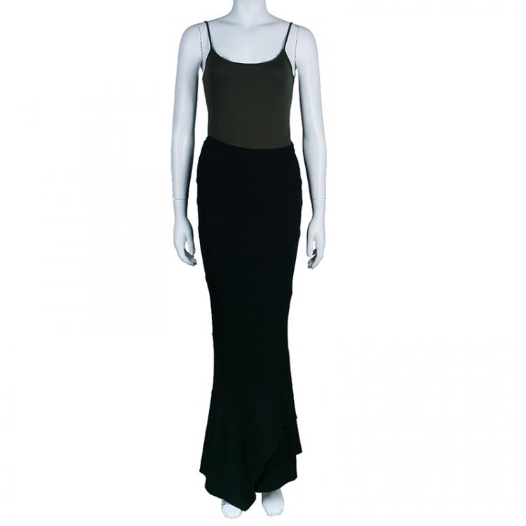 Pre Owned Azzedine Alaia Black Assymmetric Maxi Skirt M
