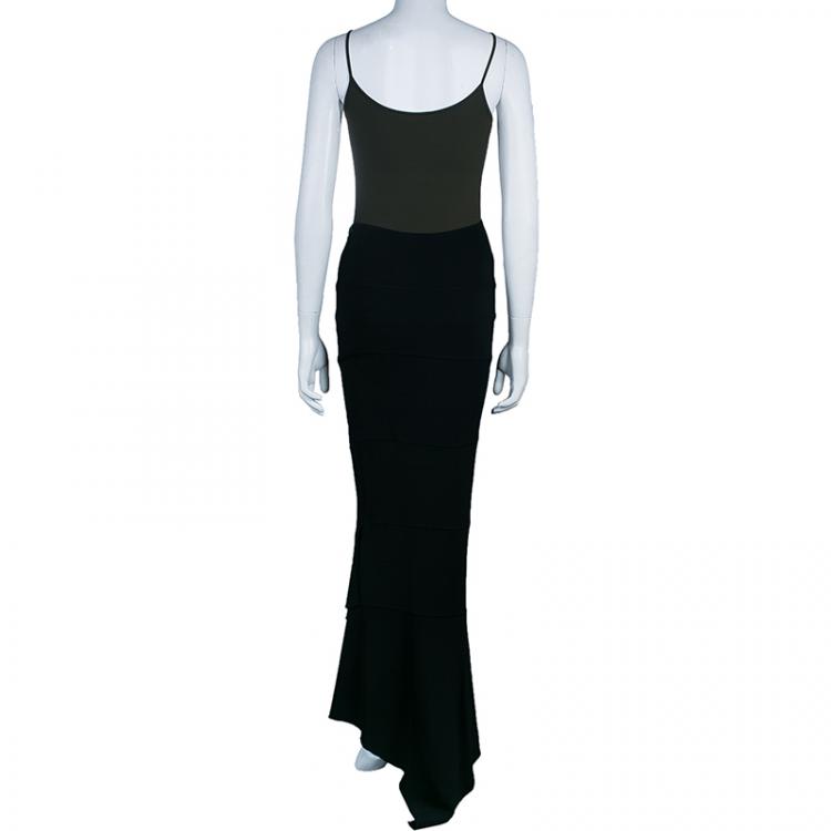 Pre Owned Azzedine Alaia Black Assymmetric Maxi Skirt M