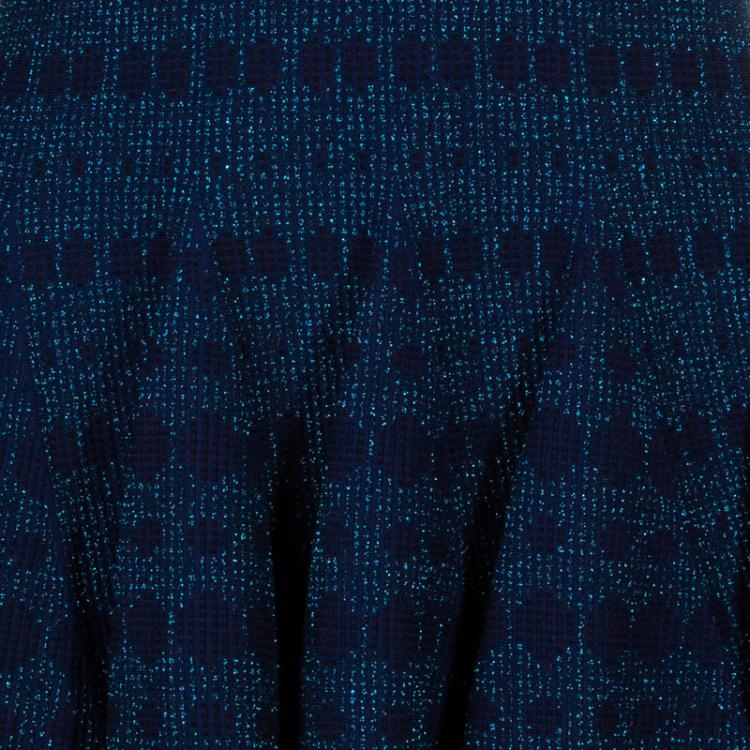 Pre Owned Alaia Navy Fit and Flare Dress M