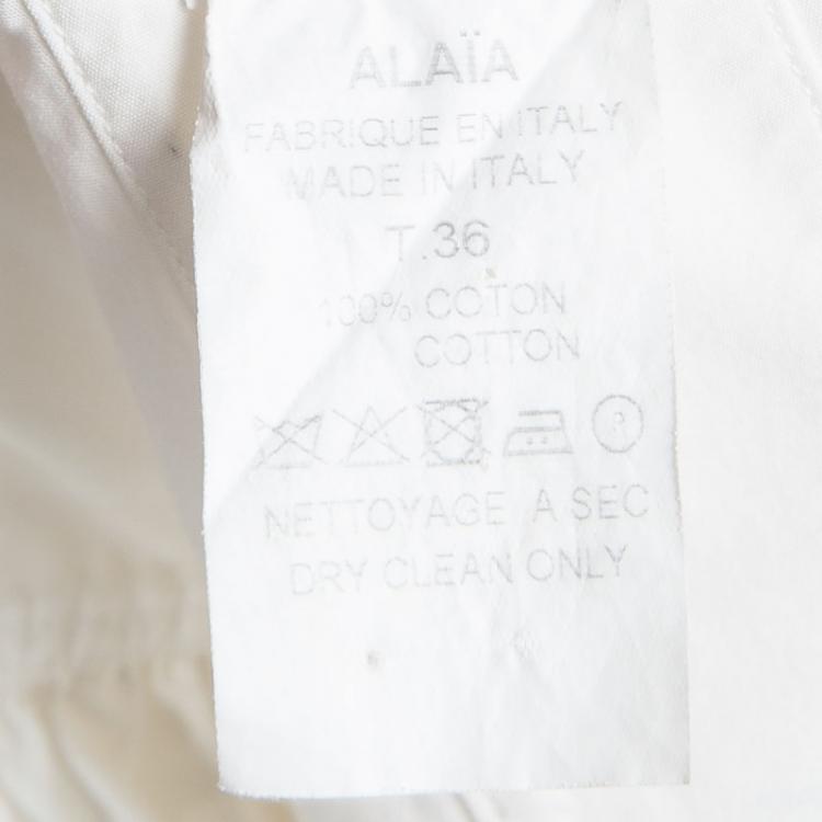 Pre Owned Alaia White Cotton Belted Shirt Dress S