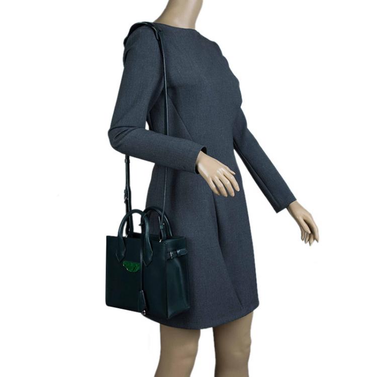 Pre Owned Balenciaga Dark Green Leather Mini All Afternoon Tote