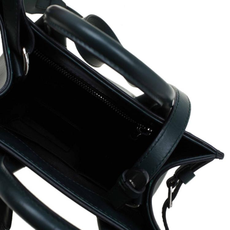 Pre Owned Balenciaga Dark Green Leather Mini All Afternoon Tote