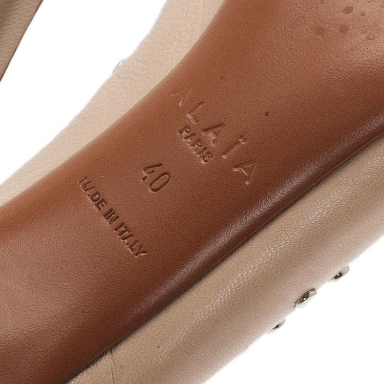 Pre Owned Azzedine Alaia Beige Leather Lace Up Gladiator Sandals Size 40