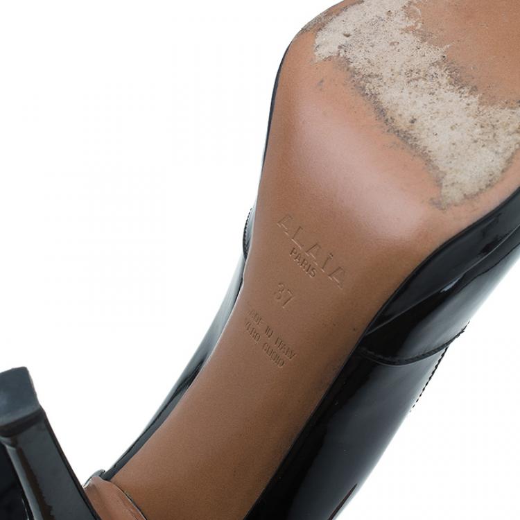 Pre Owned Azzedina Alaia Black Patent Almond Toe Pumps Size 37