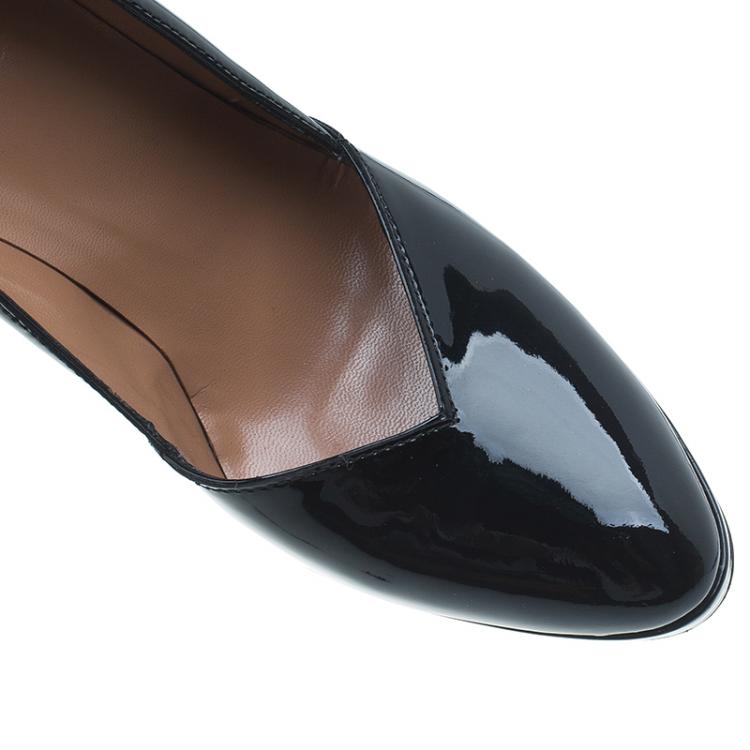 Pre Owned Azzedine Alaia Black Patent Almond Toe Pumps Size 36.5
