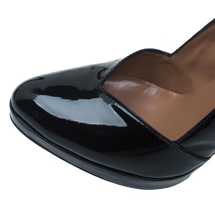 Pre Owned Azzedine Alaia Black Patent Almond Toe Pumps Size 36.5