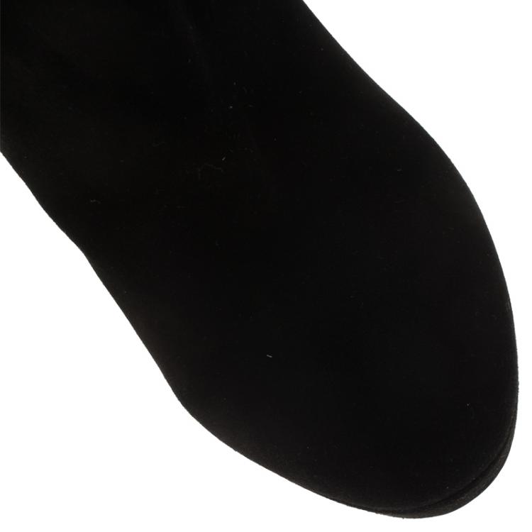 Pre Owned Alaia Black Suede Chamois Platform Ankle Boots Size 39