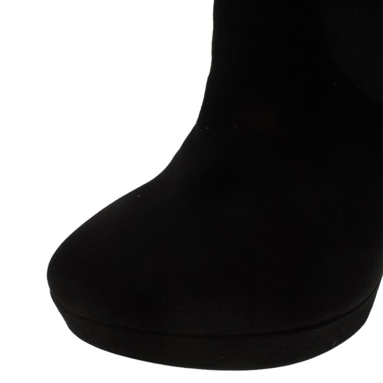 Pre Owned Alaia Black Suede Chamois Platform Ankle Boots Size 39
