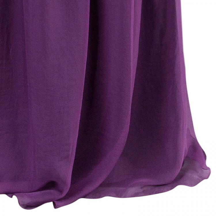 مملوكة مسبقًا Alberta Ferretti Purple Embellished Chiffon Maxi Dress M
