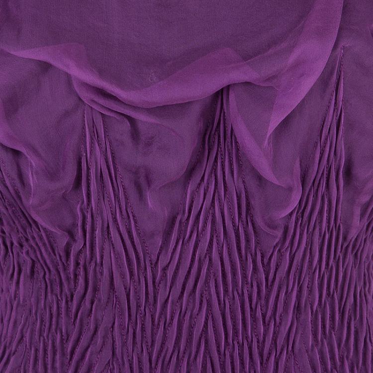 مملوكة مسبقًا Alberta Ferretti Purple Embellished Chiffon Maxi Dress M