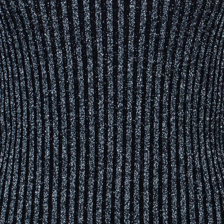 Pre Owned Alberta Ferretti Black Metallic Ribbed Top S