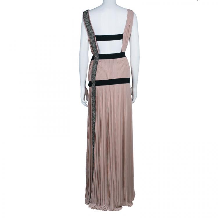 Pre Owned Alberta Ferretti Blush Pink Embellished Gown M